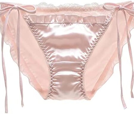 ZooChest Women's Silk Lace Panties Briefs Sexy Satin Knickers Lace Trim Thong Lingerie G String Underwear Panty Lady Low Rise Tie Up Mulberry Silk Underpants