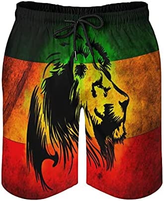 BAIKUTOUAN Lion Reggae Jamaica Men's Beach Shorts Quick Dry Short Pants Swim Trunks Swimwear Beachwear With Pockets