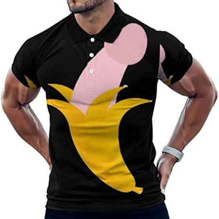 Funny Banana Penis Men's Polo-Shirts Short Sleeve Casual Tees Golf Tennis Sports T Shirt