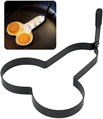 Funny Egg Fryer Stainless Steel Egg Cooking Rings Slomg Ring Non-Stick Egg Making Molds Funny Touchware Omelet with Handle (Black)