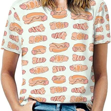 Happy Penis Dick Sweet Bacon Wrapped Women's T-Shirt 3D Printed Shirts Casual Tees Tops