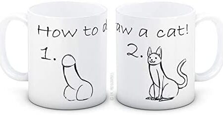 How to Draw a Cat - Funny Ceramic Coffee Mug - Great Secret Santa Gift!