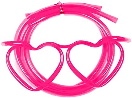 Jagowa 1 Piece Straw Glasses Fun Drinking Straws Novelty PVC Fun Drinking Straws for Milk Juice Cocktail Kids Adults Party Supplies (Rose Red)