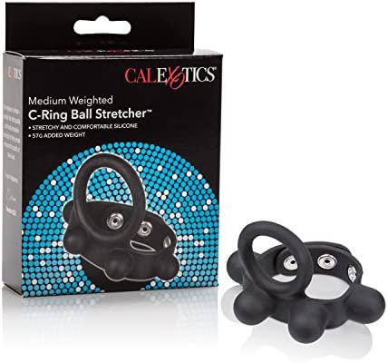 RINGS Medium Weighted Penis Ring and Ball Stretcher, Black