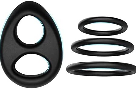 Silicone Penis Ring Cockrings, 2 in 1 Ultra Soft Cock Ring for Erection Enhancing Stamina Prolonging, 3 Different Sizes Cock Rings for Men Adult Toys for Couple Harder Longer Sex Ring Play