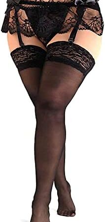 VicSec Women Lace Garter Belt and Stockings Set, Sexy Suspenders with G-String Panties Satin Bow Trim Mini Skirt Hosiery with Adjustable Straps Mesh Lingerie Set Gifts for Christmas Valentine