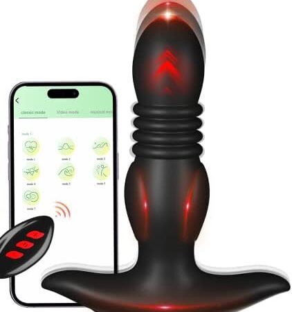 Vibrators Anal Toys, Sex Toys Vibrator - Vibrating Butt Plug with App & Remote Control, Anal Plug & Games for Womens Mens Sex, Prostate Massager Gay Toys with Anti-Slip Design