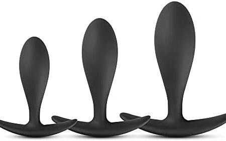 BeHorny Premium Grade Silicone Triple Butt Plug Set, Unisex Sex Toy, Black