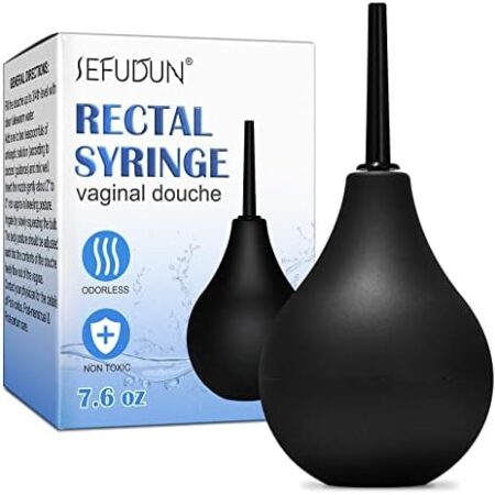 Enema Bulb, Silicone Anal Douche, Anal Douche Superior Green Materials, Home Anal Colonic Vaginal Irrigation Cleaning Safe for Men and Women - Black, 7.6oz