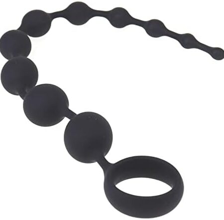 BeHorny Anal Beads Butt Plug, Extra Long, Silicone, Ring End for Easy Retrieval
