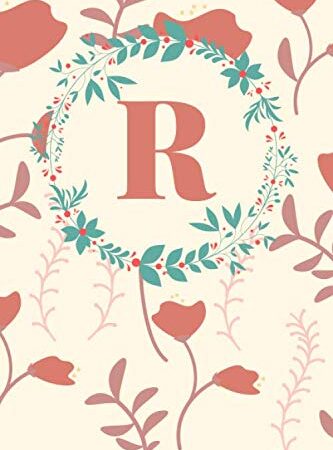 R: Cute Alphabet Initial Letter R is Great Gift Lined Journal Notebook ,Pretty Personalized Medium Diary For Writing & Note Taking Boys Girls Teens ... , gag, college ,Gold Pink Floral Print