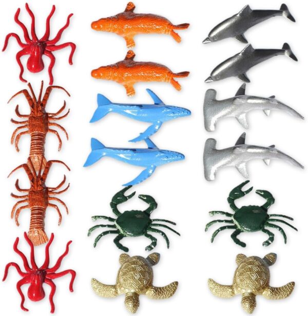 16 Pieces Ocean Sea Animals Toys Figures, Sea Animals Toys Set, Mini Ocean Sea Animals Figures, Plastice Sea Creature Toys, Under The Sea Life Figure Bathroom Gift for Child Educational Kids Party