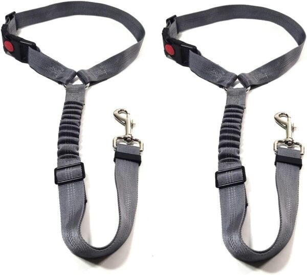 GoBuyer Dog Car Headrest Seat Belt 2 Pack for Pet Dogs Safety Harness Travel Accessories in UK, with Adjustable Heavy Duty Nylon and Anti Shock Elastic Bungee Buffer (Grey)