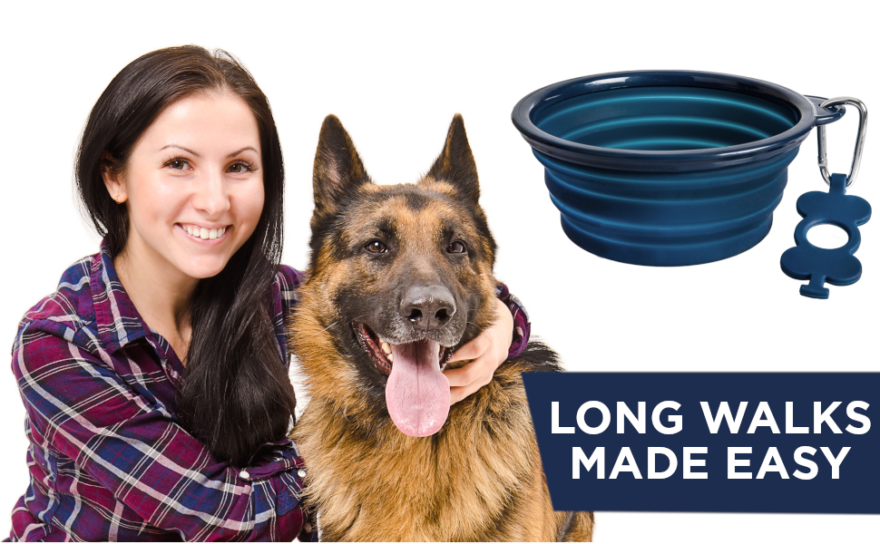 extra large collapsible dog bowl portable dog bowl hiking dog bowl navy blue foldable dog bowl