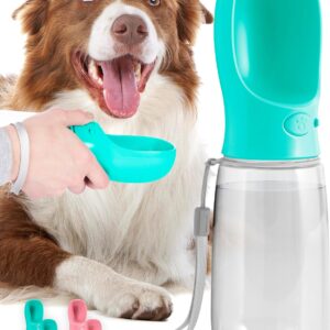 MalsiPree Portable Dog Water Bottle - Leak-Proof Bottles with Dog Bowls - Puppy Accessories Dog Water Dispenser - Drinking Water for Walking, Hiking, Travelling - Food Grade Plastic - 550ml, Blue