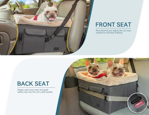 Petsfit Dog Car Seat, Upgraded Dog Booster Seat for Medium Dogs or 2 Small Dogs, Pet Travel Car Booster Seat for Front and Back Seats with Washable Double-Sided Cushion and 2 Safety Leashes