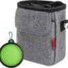 YOOFAN Dog Treat Pouch - Treat Bag with Poop Bag Dispenser for Pet Training,3 Ways to Wear,Dog Walking Accessories,Grey