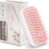 Uoking Pet Bath Brush with Shampoo Dispenser - Soft Silicone Dog Massage Brush for Effortless Grooming and Cleaning - Dog Bath Brush and Scrubber for Long and Short-Haired Dogs and Cats - Pink