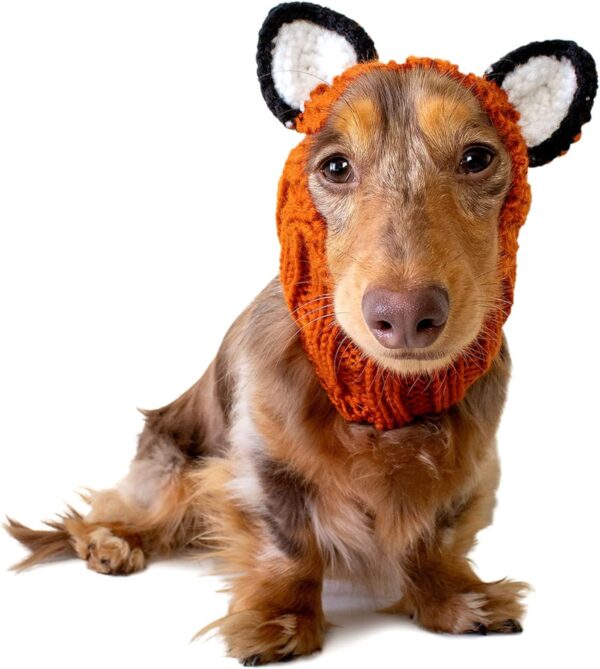 Zoo Snoods Furry Fox Costume for Dogs, Small - Warm No Flap Dog Happy Ears Stretchy Headband for Pets, Anxiety Dog Costume Outfit, Dog Hoodies for Small Dogs, Dog Party, Pet Hat Accessories, Cat