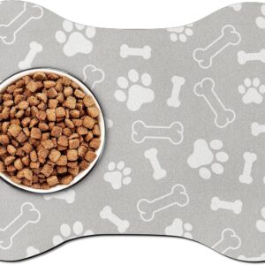 GROBRO7 Pet Feeding Mat Absorbent Dog Mats for Food Water Bowl, Quick Dry Easy Clean Pets Water Dispenser Mat Non Slip Comfortable Cats Puppy Supplies Dog Stuff Cat Accessories (Bones)