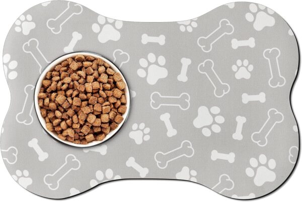 GROBRO7 Pet Feeding Mat Absorbent Dog Mats for Food Water Bowl, Quick Dry Easy Clean Pets Water Dispenser Mat Non Slip Comfortable Cats Puppy Supplies Dog Stuff Cat Accessories (Bones)