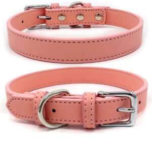 MGWYE 5 Colors PU Small Dogs Collars XS-M Adjustable Zinc Alloy Solid Color Puppy Collar Comfortable Durable Pets Supplies Accessories (Color : B, Size : 29-38cm)