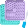 Licky Mats for Dogs and Cats, Premium Lick Mats with Suction Cups for Dog Anxiety Relief, Dog Lick Mats for Bathing, Grooming and Training, 2 Pack with 1 Spatula