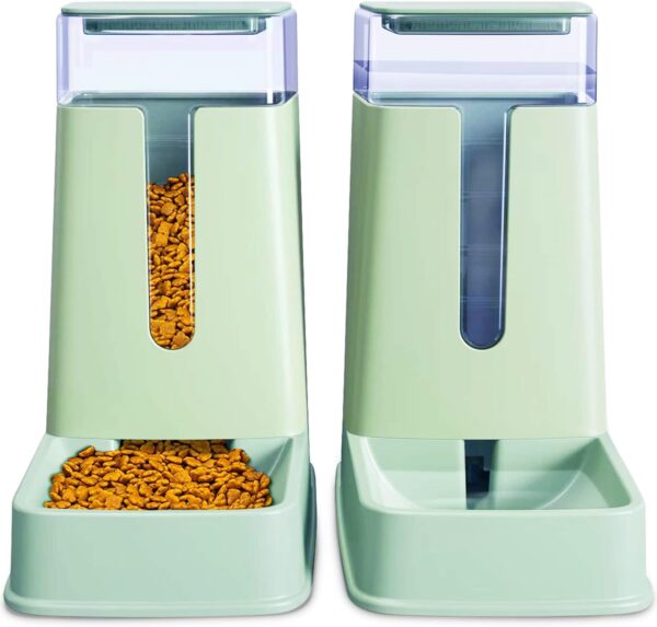 Automatic Pet Feeder Small&Medium Pets Automatic Food Feeder and Waterer Set 3.8L, Travel Supply Feeder and Water Dispenser for Dogs Cats Pets Animals (light green)