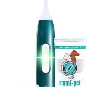 emmi-pet 2.0 Dental Care Set for Dogs & Cats - Silent & Without Scrubbing, Ultrasonic Dog Toothbrush and Toothpaste, Fights Tartar, Bad Breath & Gingivitis