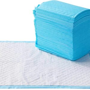 Amazon Basics Heavy Duty Dog and Puppy Training Pads, Leakproof with Quick-Dry Surface, Regular, Pack of 50, Blue & White