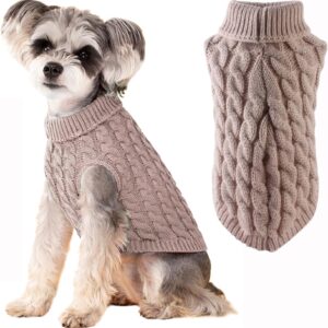 Wocharm Pet Supplies Knitted Jumper Sweater Winter Warm Puppy Dog Clothes Costume for Small Dogs and Cats(Beige,XL)