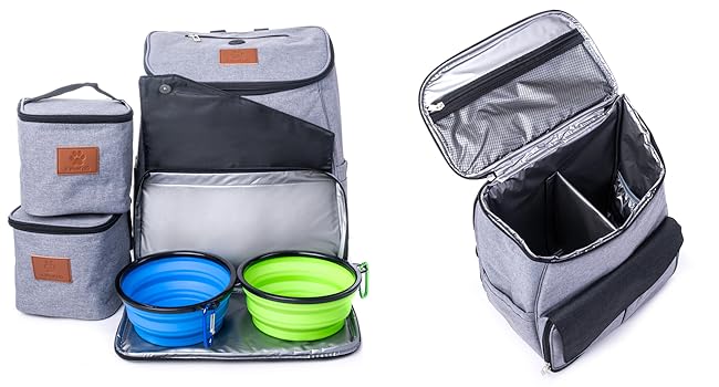 travel bag with bowl and food containers