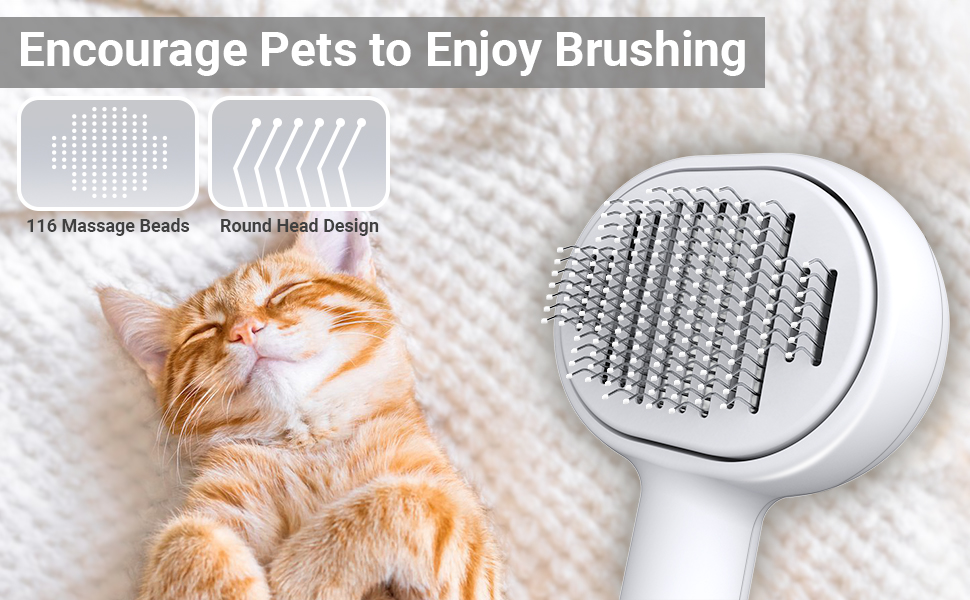 Encourage Pets to Enjoy Brushing : 116 Massage Beads  Round Head Design