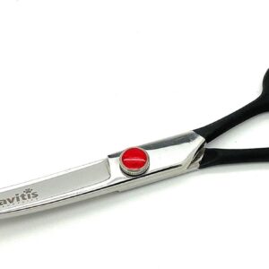 Gravitis Pet Supplies Professional Curved Dog Grooming Scissors – 7.5” Ambidextrous Up-curved scissors suitable for right or left-handed dog grooming (Black)