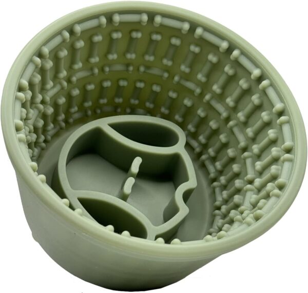 Dog Bowl Silicon Non-Slip, Non-Spill Easy Clean Pet, Puppy Food and Water Slow Eater for all Types of Dogs (Dark Green)