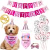 SKXEO Dog Birthday Bandana Hat Banner Set, Cat Dog Pet Happy Birthday Adorable Hat Banner Cute Neckerchief Ties for Boys and Girls, Party Accessories, Birthday Decorations
