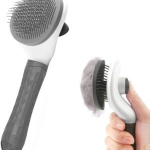 Cat Brush Dog Brush, Cat Grooming Brush, Slicker Dog Brushes for Grooming, Dog Brushes for Shedding Tool for Dogs, Cat Hair Remover Cat Grooming Brush, Cat Brush for Short/Long Haired Cats, Grey