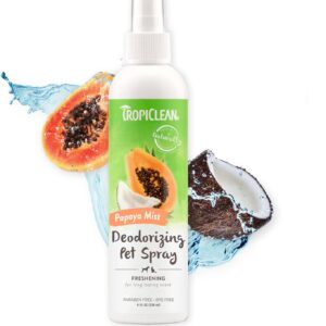 TropiClean Dog Perfume Spray Grooming Supplies - Dog Deodorant Spray for Smelly Dogs - Dog Cologne Breaks Down Odours and Deodorises Dogs and Cats - Used by Groomers - Papaya Mist, 236ml