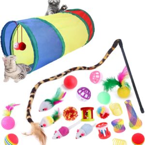 SUOXU Cat Toys 22 Pcs Interactive Christmas Cat Toys Kitten Toys -Cat Tunnel Toys Set for Indoor Cats (style 2)