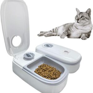 YANZEO Automatic Pet Feeder, 2 Meals Smart Pet Cat Dog Feeder with 48-Hour Timer for Cats and Small/Medium Dogs Pet Food Feeder