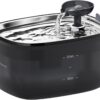Cat Water Fountain,Super Quiet Stouchi Stainless Steel Cat Fountain 2.5L Cat Water Fountain for Drinking,LED Light,BPA Free with 2 Filters,Cat Dog Water Fountain Easy to Clean,Transparent Water Tank