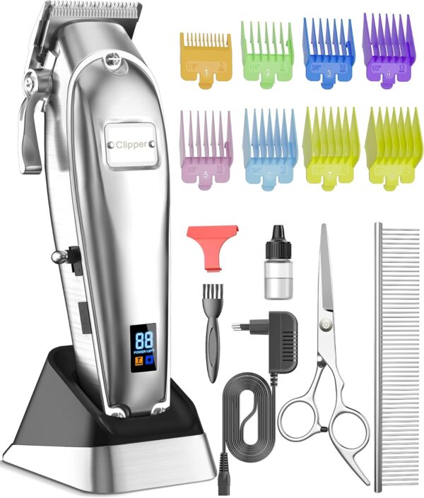 oneisall Dog Clippers Professional for Thick Hair,Dog Grooming Kit, 2 Speed Cordless Pet Hair Trimmer Shaver with Metal Blade for Dogs Cats