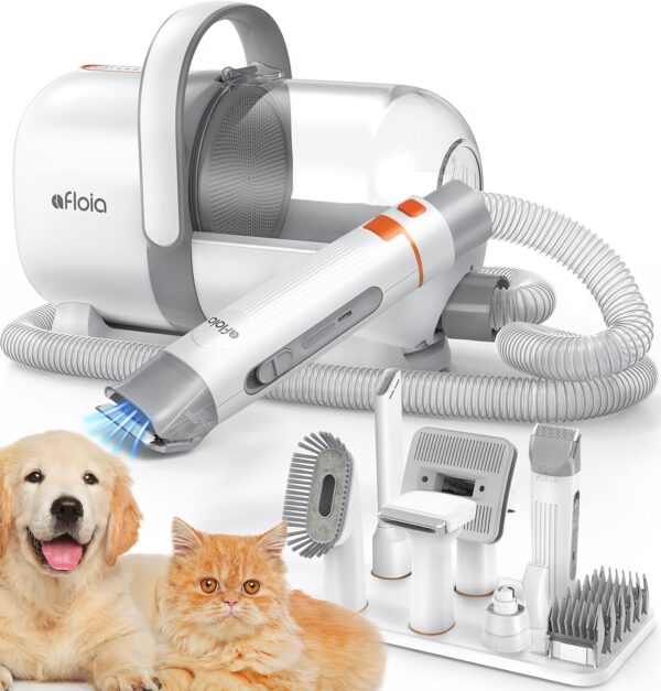 Afloia Dog Grooming Kit with Vacuum, Dog Clippers, Suction 99% Pet Hair, Professional Pet Grooming Kit with 7 Proven Tools for Shedding Grooming, Cat Dog Grooming Vacuum Kit, 1.5L