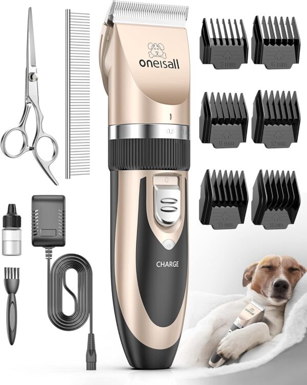 oneisall Dog Clippers Low Noise,Dog Grooming Kit, Cordless Dog Grooming Clippers Pet Shaver Trimmer for Dogs