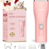 Professional Dog Clippers for Thick Hair, Cordless Cat Clippers for Matted Fur, Rechargeable Pet Dog Grooming Clippers Trimmer for Puppy,Cats,Rabbit,Pink