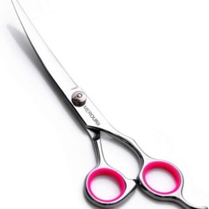 Dog Curved Scissors, 6" Curved Dog Grooming Scissors Stainless Steel Dog Cat Hair Cutting Eye Trimming Scissors Up Curved for Dog Grooming Family