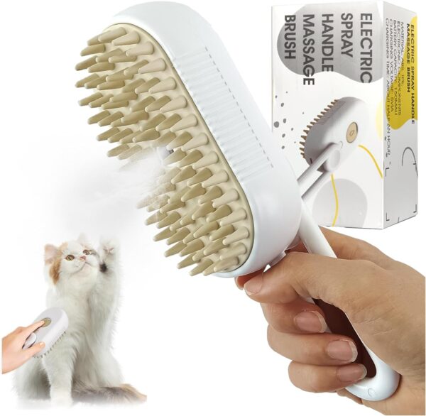 Cat Steam Brush 3 In1 Steamy Cat Brush Rechargeable Cat Brush With Spray Dog Brush Self Cleaning Steam Cat Brush Multifunctional Cat Grooming Brush for Massages,Treatments, Eliminate Flying Hair