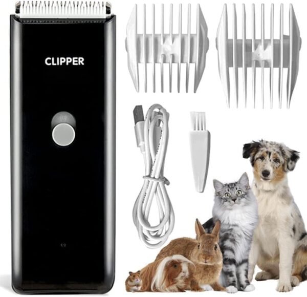 Favrison Dog Grooming Clippers Professional Dog Clippers with 2 Blades for Pet Hair Trimming, Rechargeable Cordless Pet Grooming Clippers for Dogs Cats Rabbits (Black)