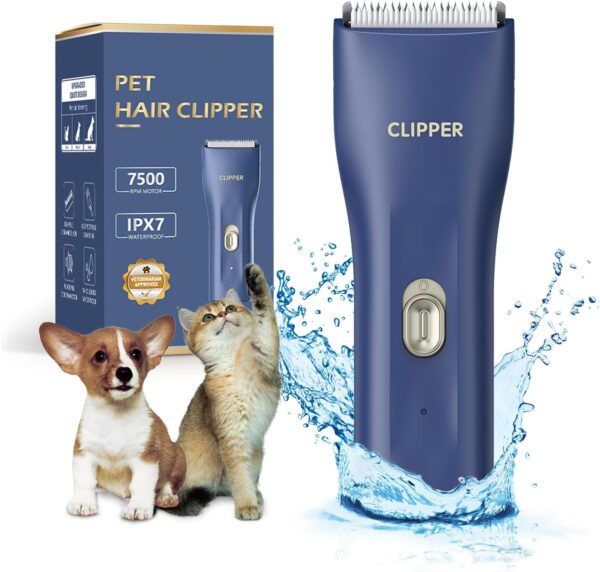 Favrison Dog Clippers Professional for Thick Hair,Powerful Electric Dog Hair Clippers Pet Grooming Kit with Detachable Blade,Cordless Cat Clippers for Small Pets(Blue)