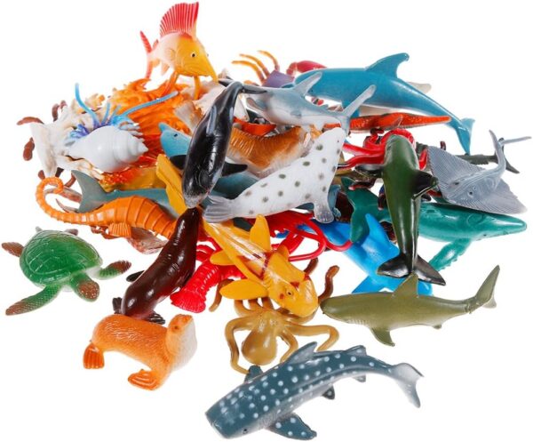 Sea Animal Figures Animal Toys 38PCS - Nabance Mini Sea Animal Toys Set Realistic Animal Sea Life Figures Toy Educational Animal Learning Toys Bath Toys for Child